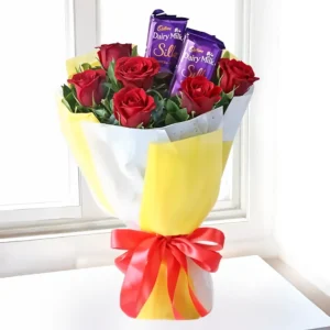 Bouquet of Red Roses & Chocolates