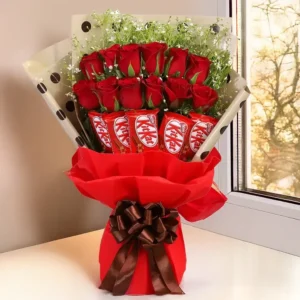 Bouquet of Red Roses & Chocolates