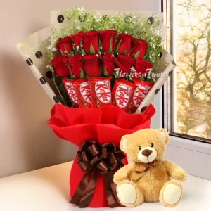 Chocolate Bouquet and Teddy Bear